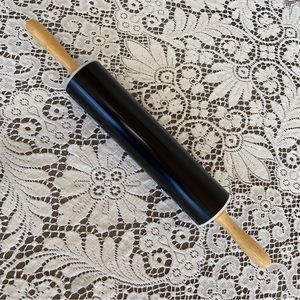 Wood Handle, Black Carbon Steel, Non-Stick Professional Rolling Pin - 10” Barrel